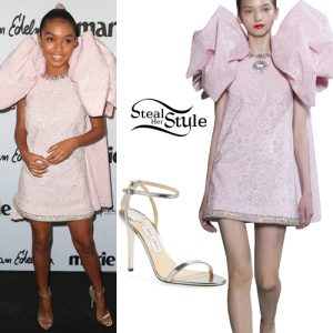 Yara Shahidi: Pink Mini Dress, Silver Sandals | Steal Her Style