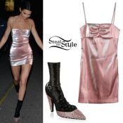 Kendall Jenner: Pink Mini Dress, Sock Pumps | Steal Her Style