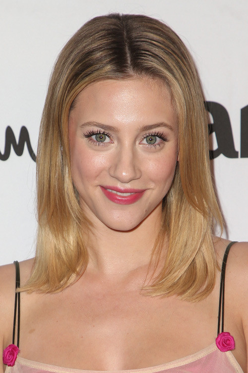 Lili Reinhart Straight Honey Blonde Angled, Dark Roots Hairstyle ...