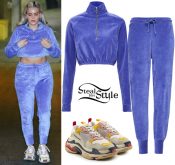 Anne-Marie: Blue Velvet Hoodie and Pants | Steal Her Style