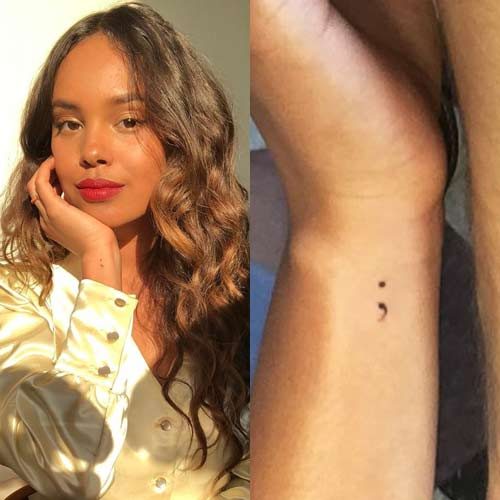 alisha boe semicolon wrist tattoo