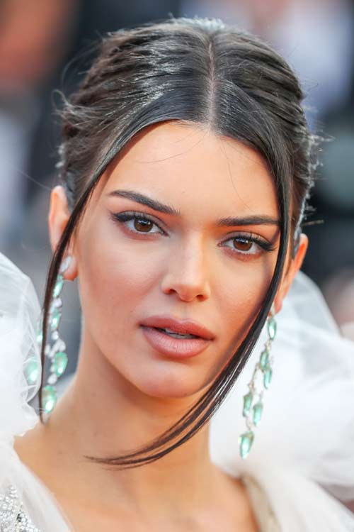 Kendall Jenner Straight Dark Brown Face-Framing Pieces, Updo Hairstyle ...