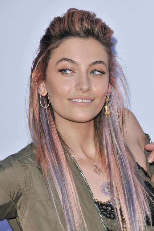 Paris Jackson Straight Light Brown All-Over Highlights, Half-Up Half