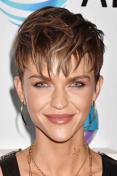 Ruby Rose Straight Medium Brown All-Over Highlights, Pixie Cut ...
