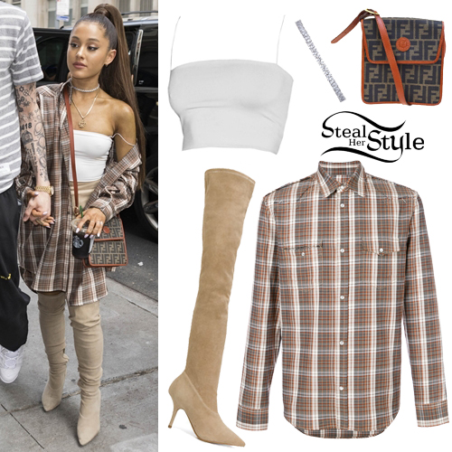Ariana Grande Outfit: A Plaid Flannel Miniskirt Fendi Bag 18 Ariana ...