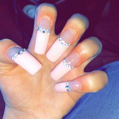 Danielle Bregoli White French Manicure, Studs Nails | Steal Her Style