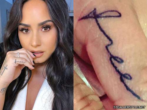 Demi Lovato Writing Finger Tattoo Steal Her Style