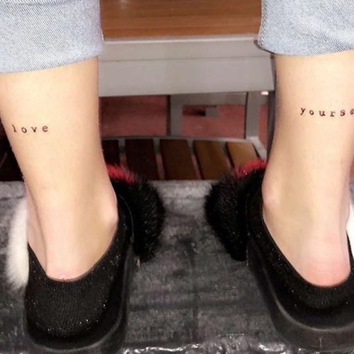 woahhvicky love yourself ankles tattoo