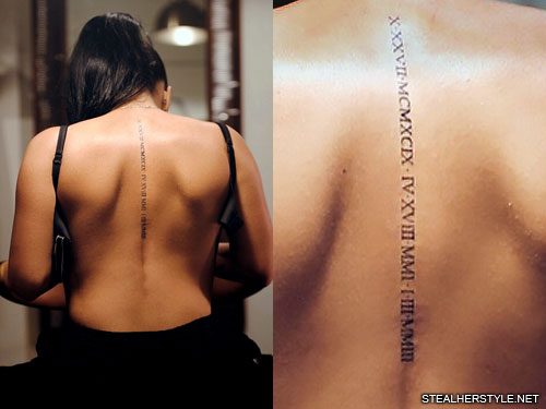 Becky G Roman Numeral Spine Tattoo Steal Her Style