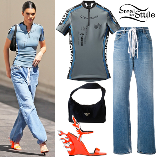 Kendall Jenner: Zip Front Top, Flame Sandals | Steal Her Style