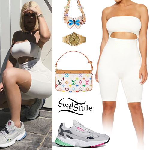 Kylie Jenner: Cutout Playsuit, Suede Sneakers
