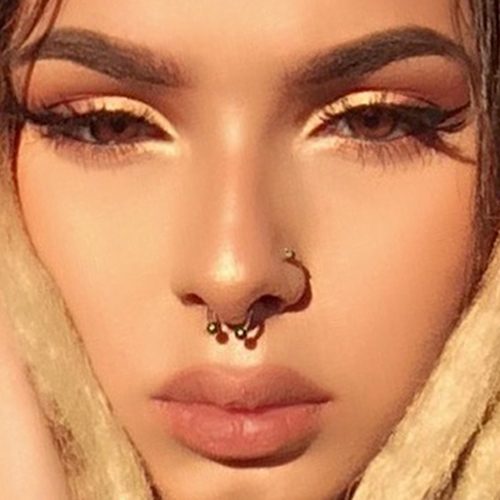 Double Nose and Septum Piercing | Pretty ear piercings, Earings piercings,  Two nose piercings