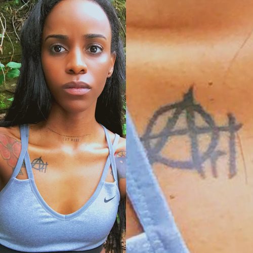 Tattoo of Anarchy Symbols Cover Up