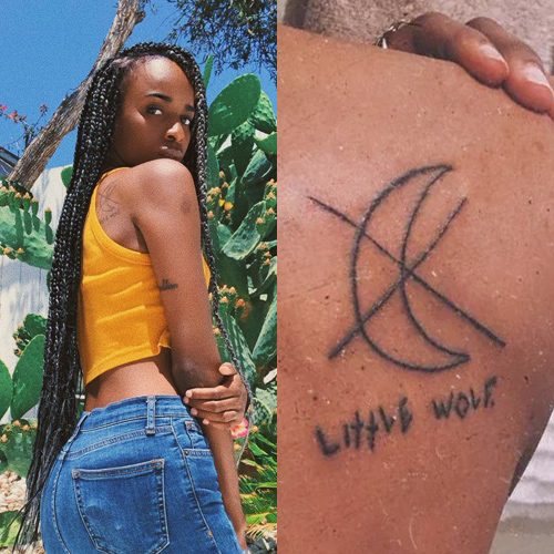 Angel Haze Moon, Writing Shoulder Blade Tattoo | Steal Her Style