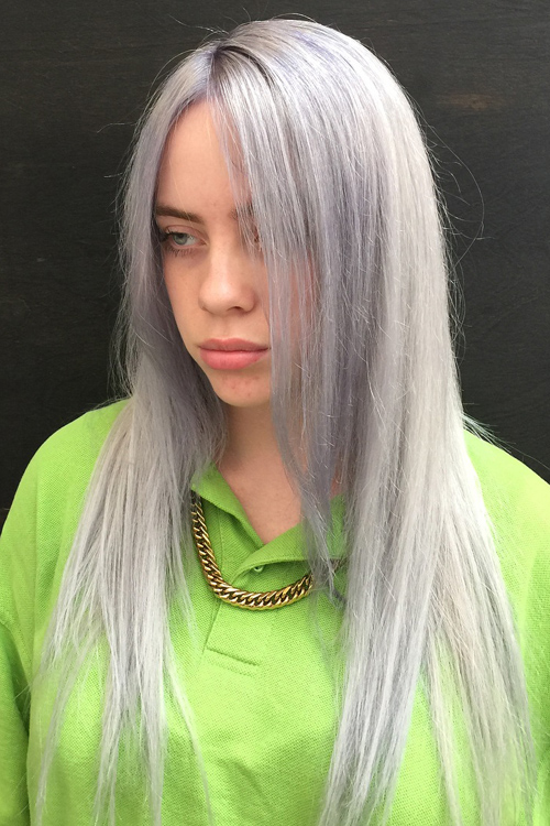 Billie Eilish Straight Silver Angled, Flat-Ironed, Uneven ...