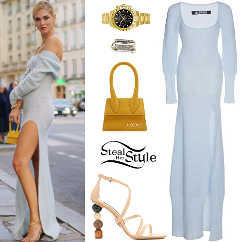 Chiara Ferragni Knit Maxi Dress Strappy Sandals Steal Her Style