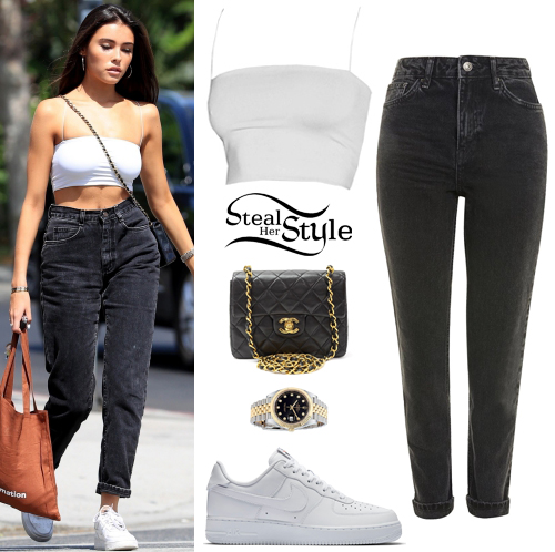 white crop top and black jeans