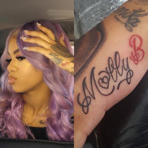  Molly  Brazy  Initial Name Side of Hand Tattoo  Steal Her 