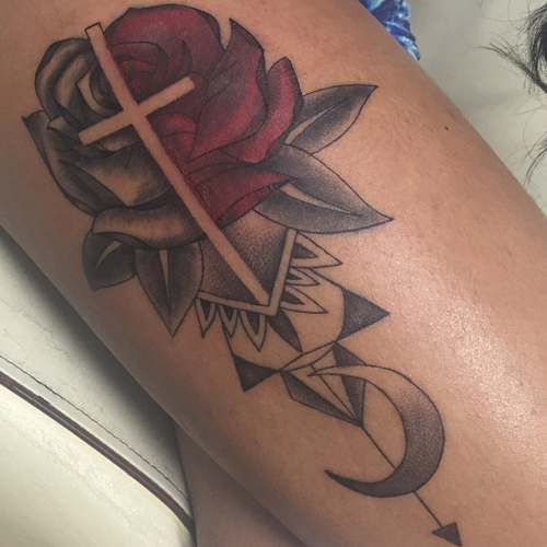 Bloody Ink Tattoo  Moon phase merge with a rose for her by himiiao  Wording on wrist was done by other artist Email or Whatsapp us details  in bio for booking reservation