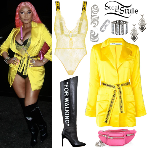 Nicki Minaj: Blazer Dress, Lace-Up Boots