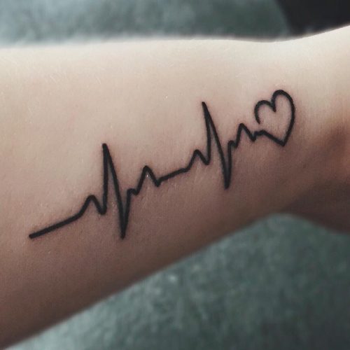 1pc Temporary Tattoo Sticker With Blue Heartbeat, Hearts & Feather Tattoo  Pattern For Wrist, Lasting 2 Weeks | SHEIN EUQS
