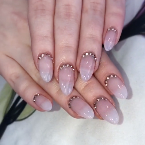 Sabrina Carpenter's Supermodel Nails With Crystals