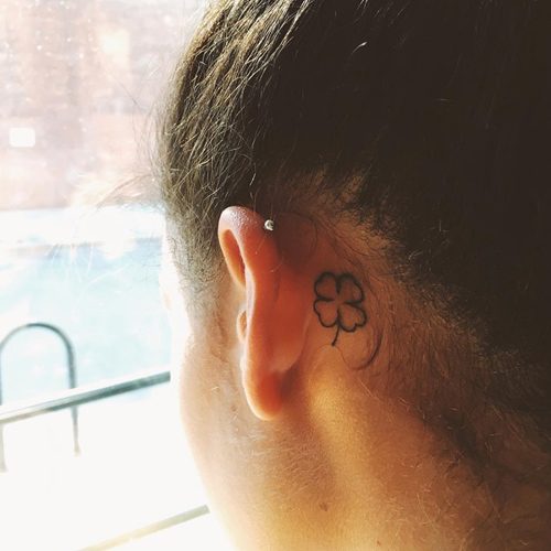 Samantha Logan Four-Leaf Clover Behind Ear Tattoo | Steal Her Style
