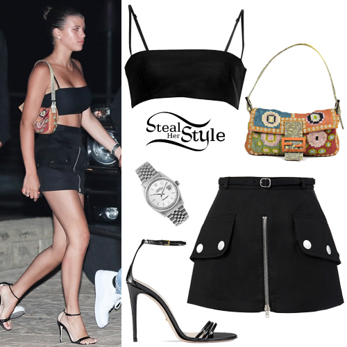 Sofia Richie: Bandeau Top, Black Mini Skirt | Steal Her Style