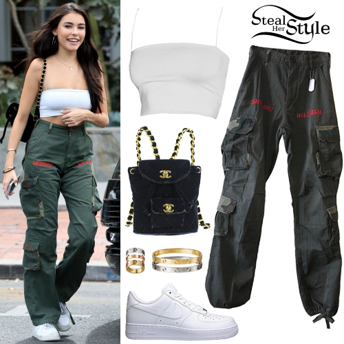 white cargo pants outfit