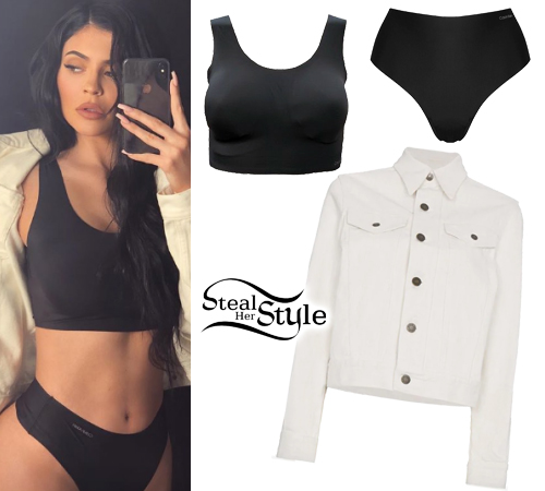 Kylie Jenner: Black Underwear, White Jacket | Steal Her Style