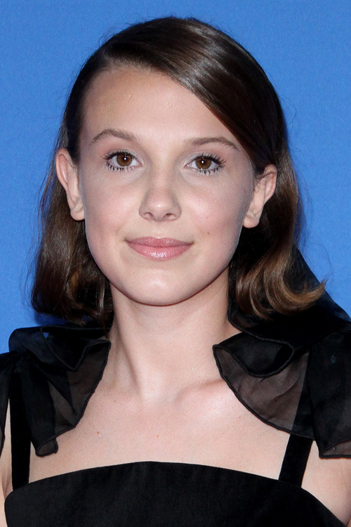 Millie Bobby Brown Straight Dark Brown Blunt Cut Hairstyle | Steal Her ...