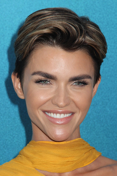 Ruby Rose Short Dark Brown All Over Highlights Pixie Cut
