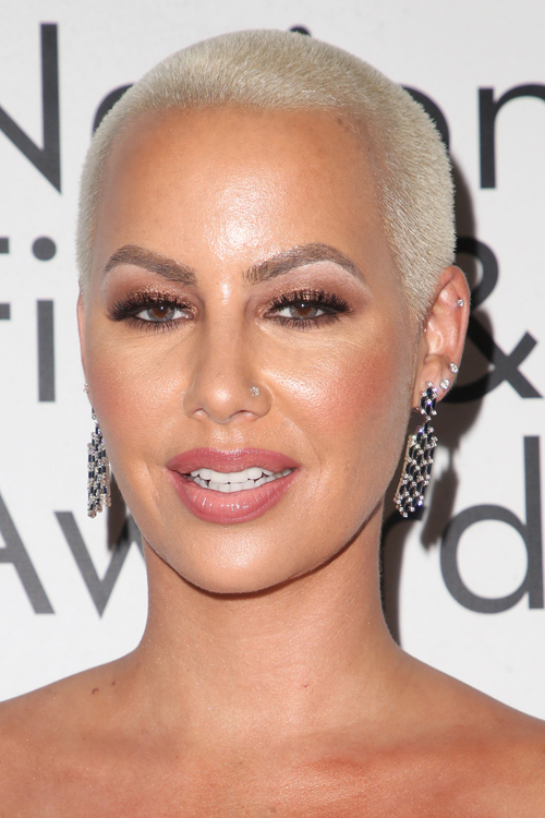 Amber Rose Straight Platinum Blonde Buzz Cut Hairstyle Steal Her Style