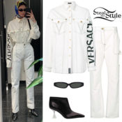 Kendall Jenner: White Denim Shirt and Jeans | Steal Her Style