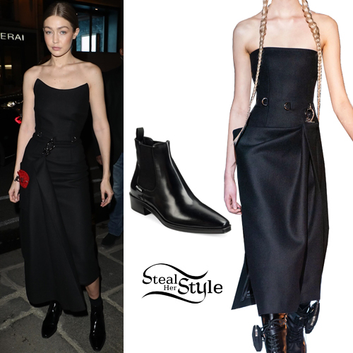 Gigi Hadid: Black Midi Dress, Chelsea 