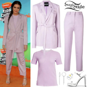 Lilimar Hernandez: Blue Silk Jumpsuit, White Wedges | Steal Her Style