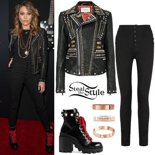 Paris Jackson: Studded Leather Jacket, Black Jeans