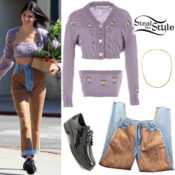 Kendall Jenner: Lilac Knit Cardigan and Top | Steal Her Style