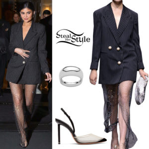 Kylie Jenner: Pinstripe Blazer, Crystal Skirt | Steal Her Style