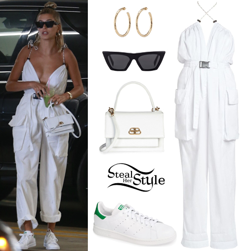 Hailey Baldwin: White Jumpsuit and Sneakers | Steal Her Style