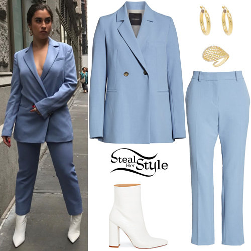 blue suit with boots