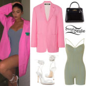 Kylie Jenner: Pink Blazer, Ribbed Bodysuit | Steal Her Style