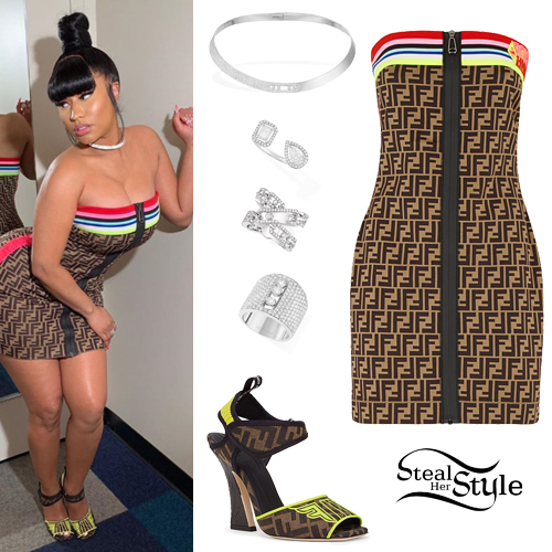 Nicki Minaj: Printed Mini Dress, Velcro Sandals