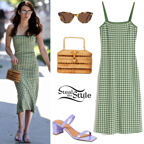 fitted gingham midi dress