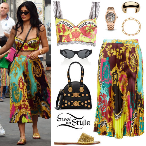 Kylie Jenner Stuns in a Versace Bra Top and Matching Skirt: Photo