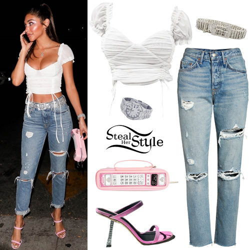 Chantel Jeffries: White Crop Top, Ripped Jeans | Steal Her Style