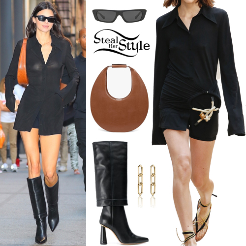 Kendall Jenner: Black Shirt Dress and Boots | Steal Her Style