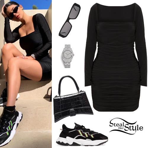 kylie jenner dress and sneakers