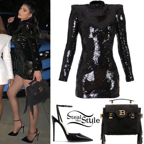 Kylie Jenner: Sequined Mini Dress, Black Shoes | Steal Her Style