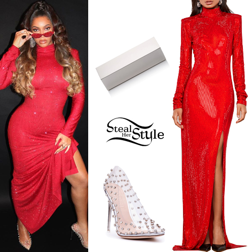 » Beyoncé: Red Gown, Crystal Pumps